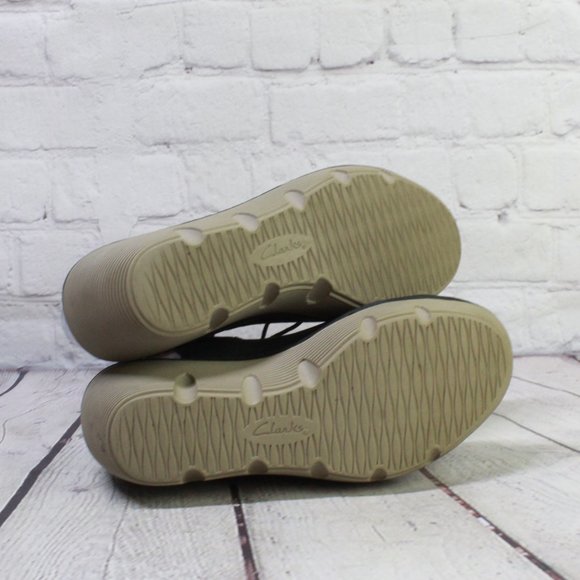 Clarks Clarene Grace Black Leather Cage Wedge Sandals Size 8.5 M - Picture 9 of 9